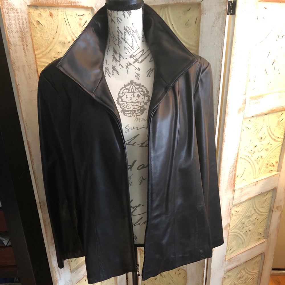 Jones New York Black Leather Jacket 3x